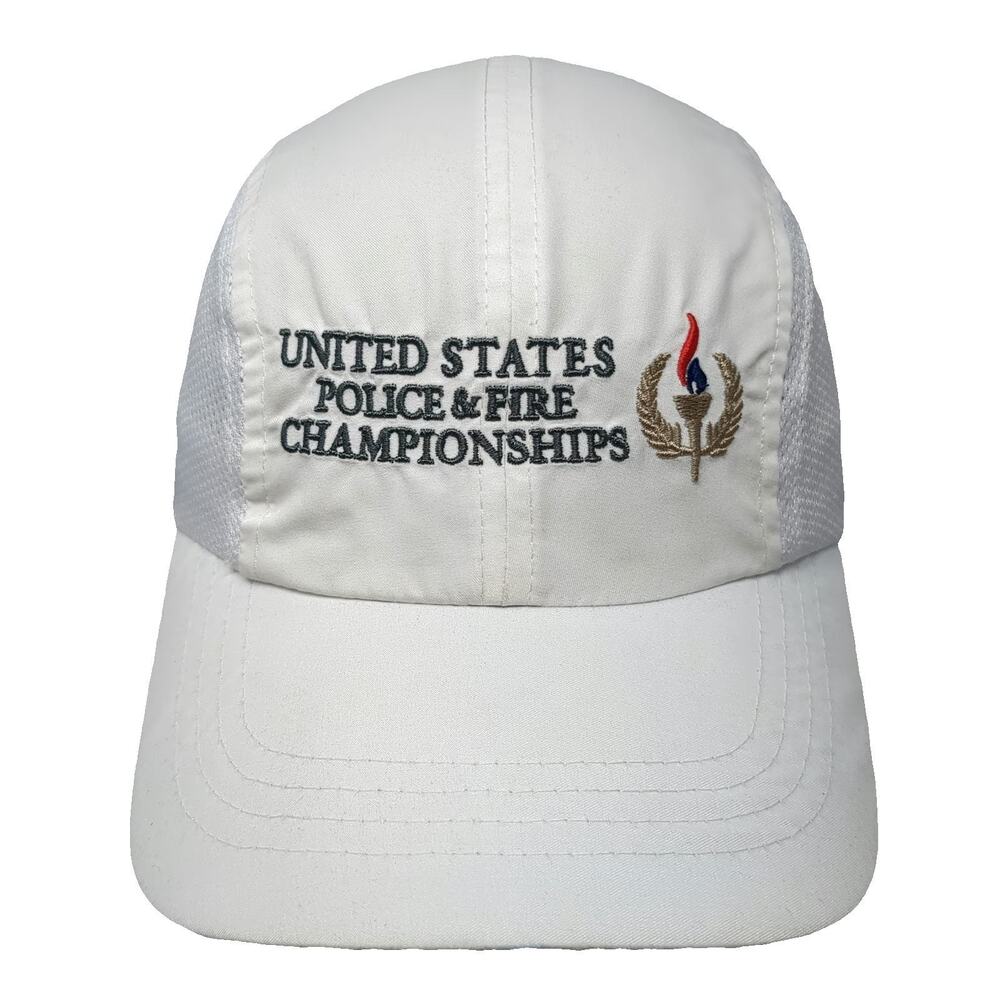 Baseball Cap White One Size US Police & Fire Championships Mesh Polyester Hat